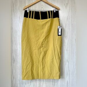 Gabrielle Union, New York and Company Yellow Gold & Black Skirt Size 16 NWT